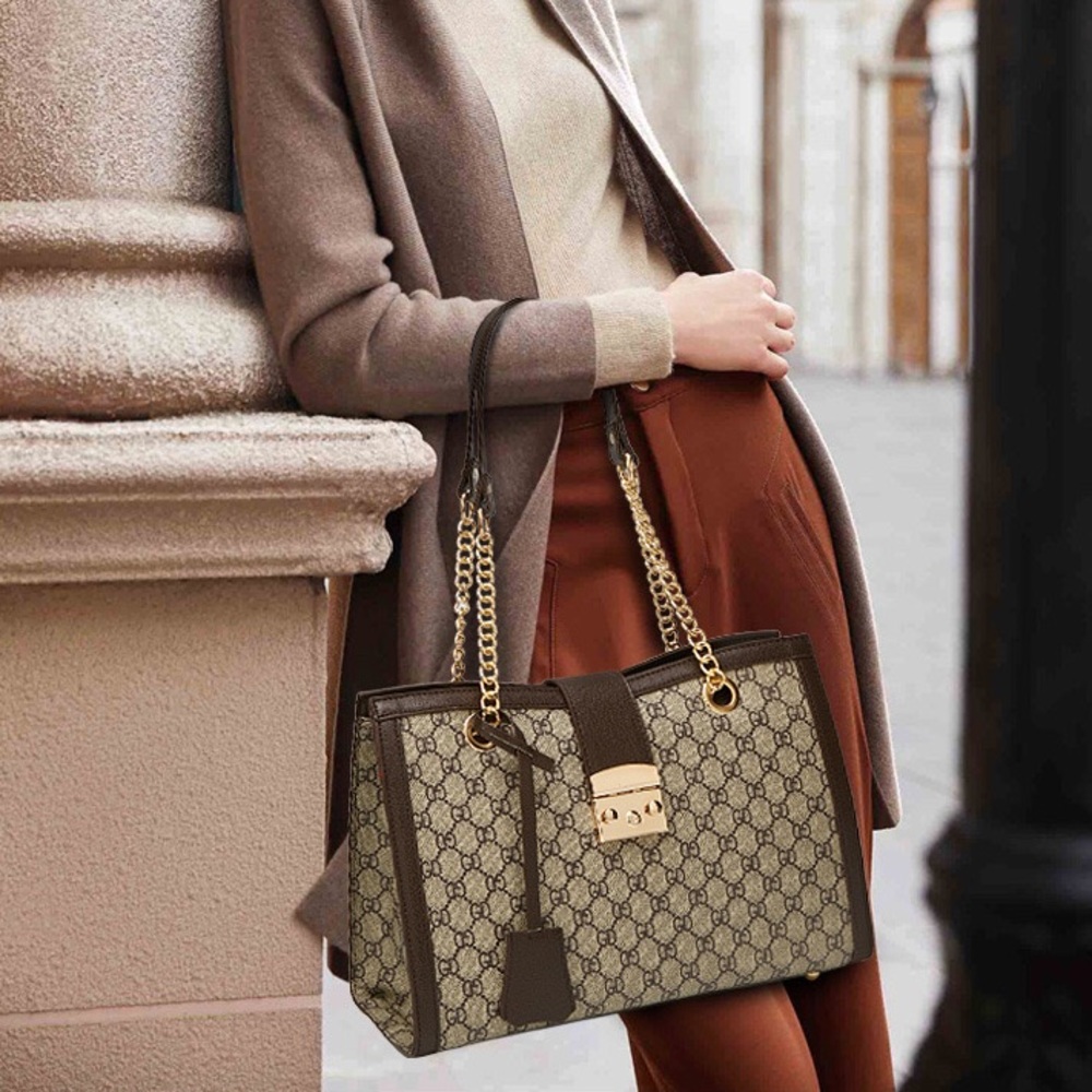 😁 Olivia Vegan Chain Purse - Brown - Picture 1 of 5